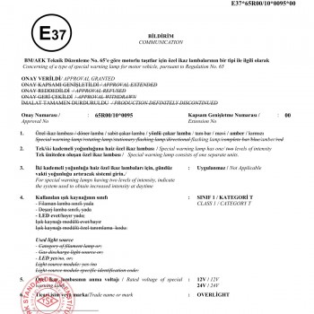 OVERLİGHT E 37 AMBER